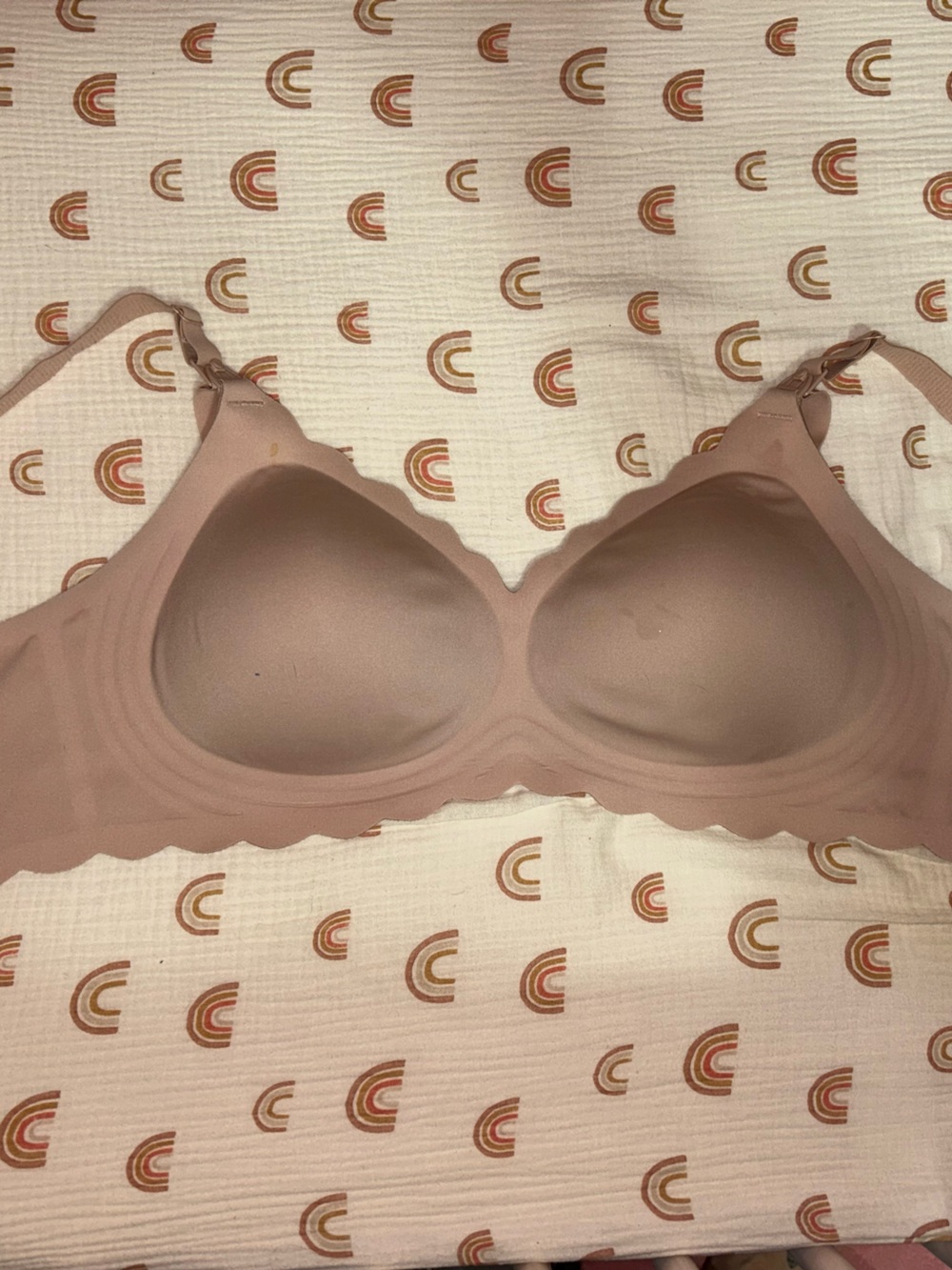 Momcozy Wireless Nude Nursing Bra with Smooth Contour, XXL.